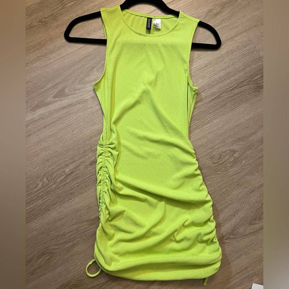 Neon green/yellow body con dress